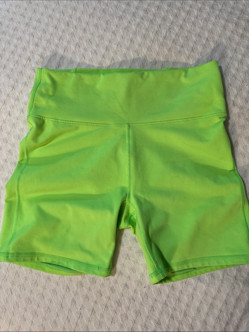 Fabletics Neon Green Crisscross-Back Bike Shorts - Picture 4 of 5